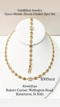 GJW 2pcs Set Necklace & Bracelet Puff Gucci 1 Zircon 8 x 18 - 7
