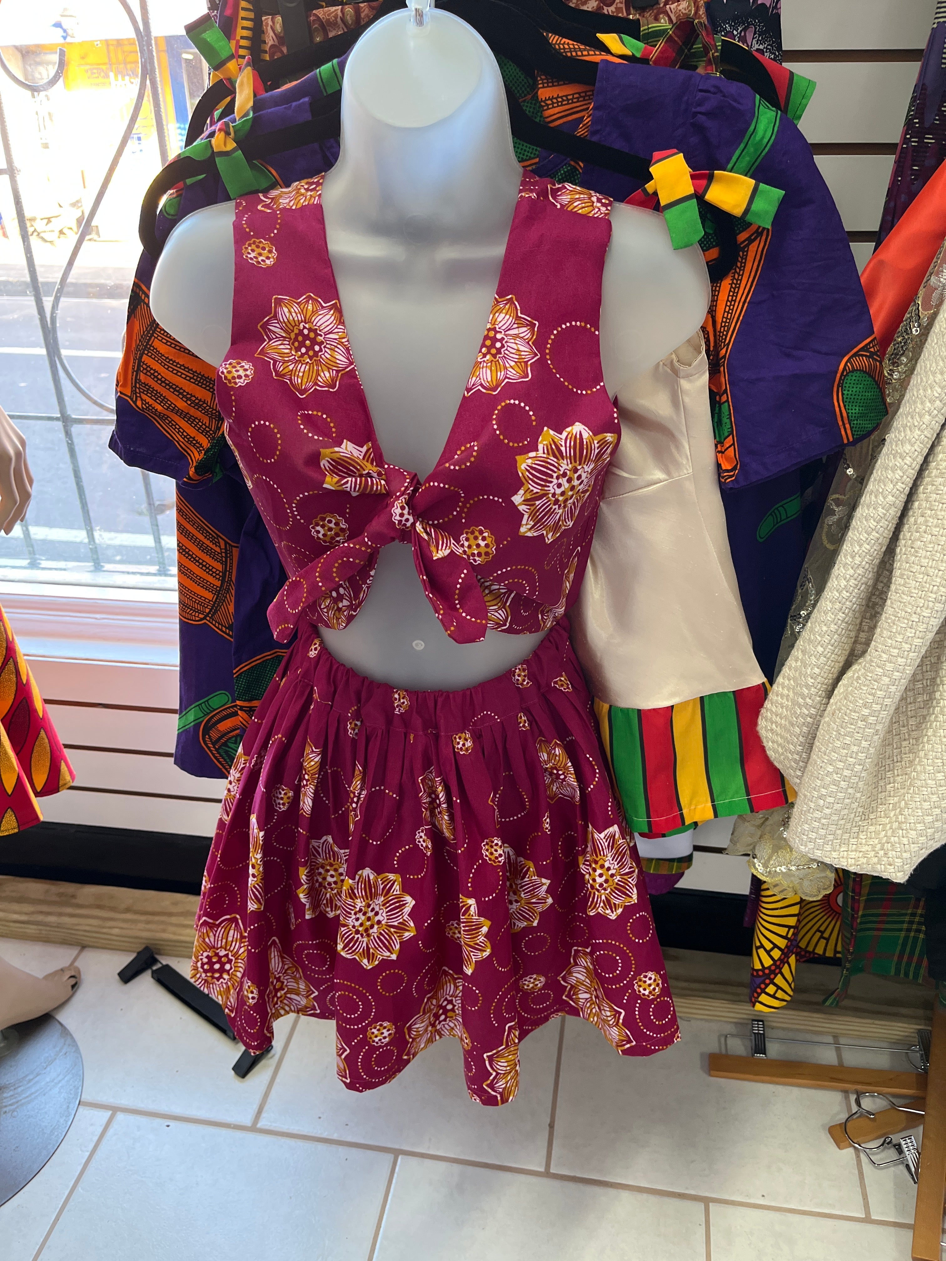 Maroon Floral Dress (S/M)