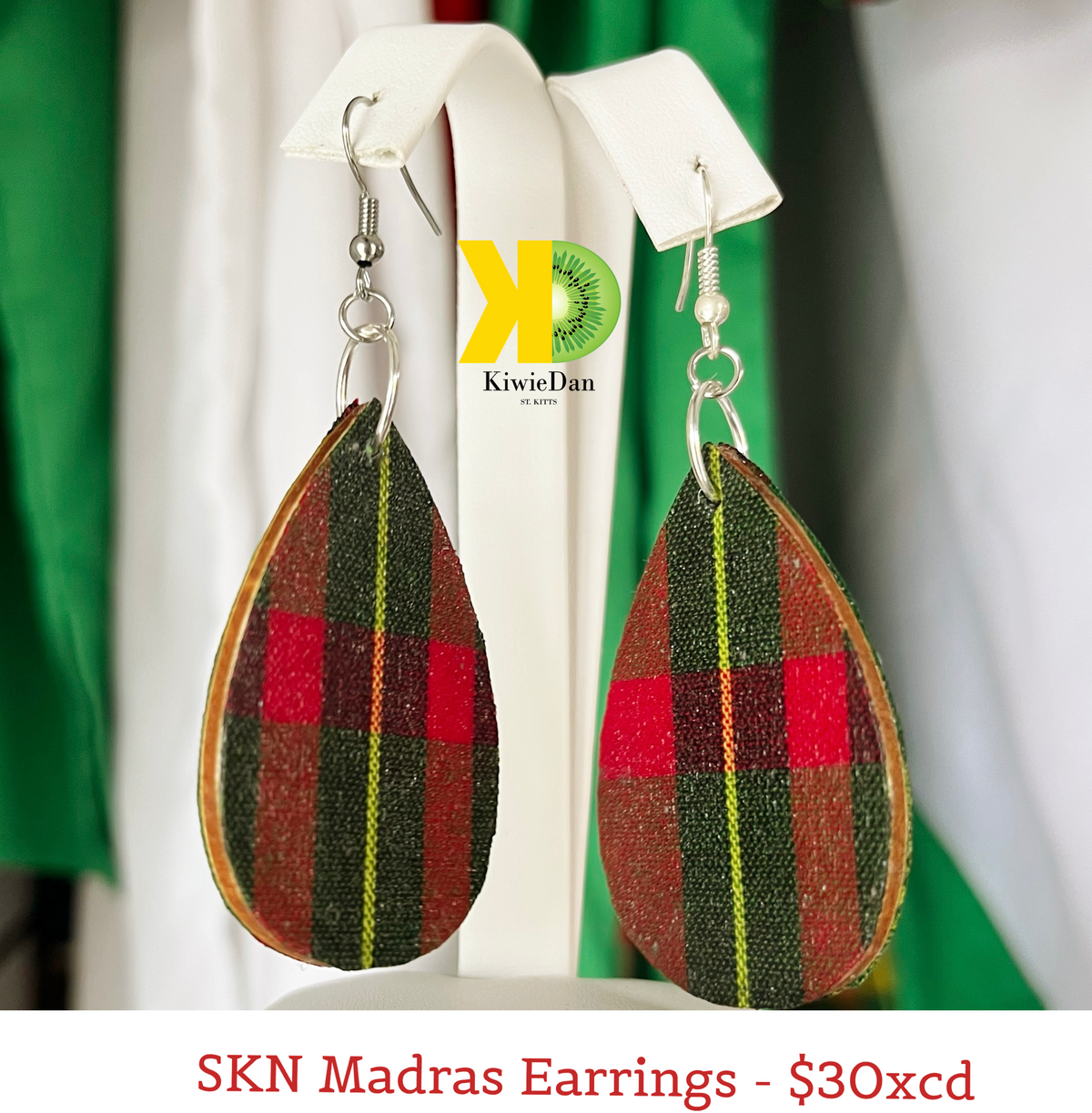 Mom Earrings Madras Teardrop