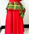 Woman Skirt Maxi Creole Flare Red w/ Madras