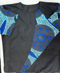 Man Shirt Dashiki Black Blue Circle SS (2XL)