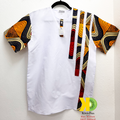 Man White Orange Cur Dashiki SS Shirt (M)