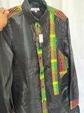 Man Shirt Black w/ Madras LS (Large)