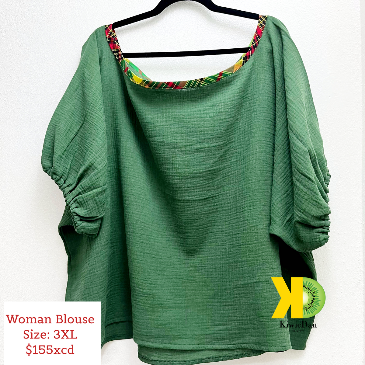 Woman Blouse Wide Shoulder Levit Green (3XL)
