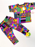 Boy Purple Kente Dashiki Shirt and Pant Set (12-18m)