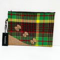 Bag Clutch Madras Khaki Burlap Butterlies