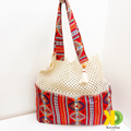 Red Kente Cream Crochet Bag