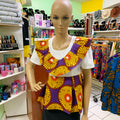 White Blouse with Yellow Star African Print Apro (Medium)