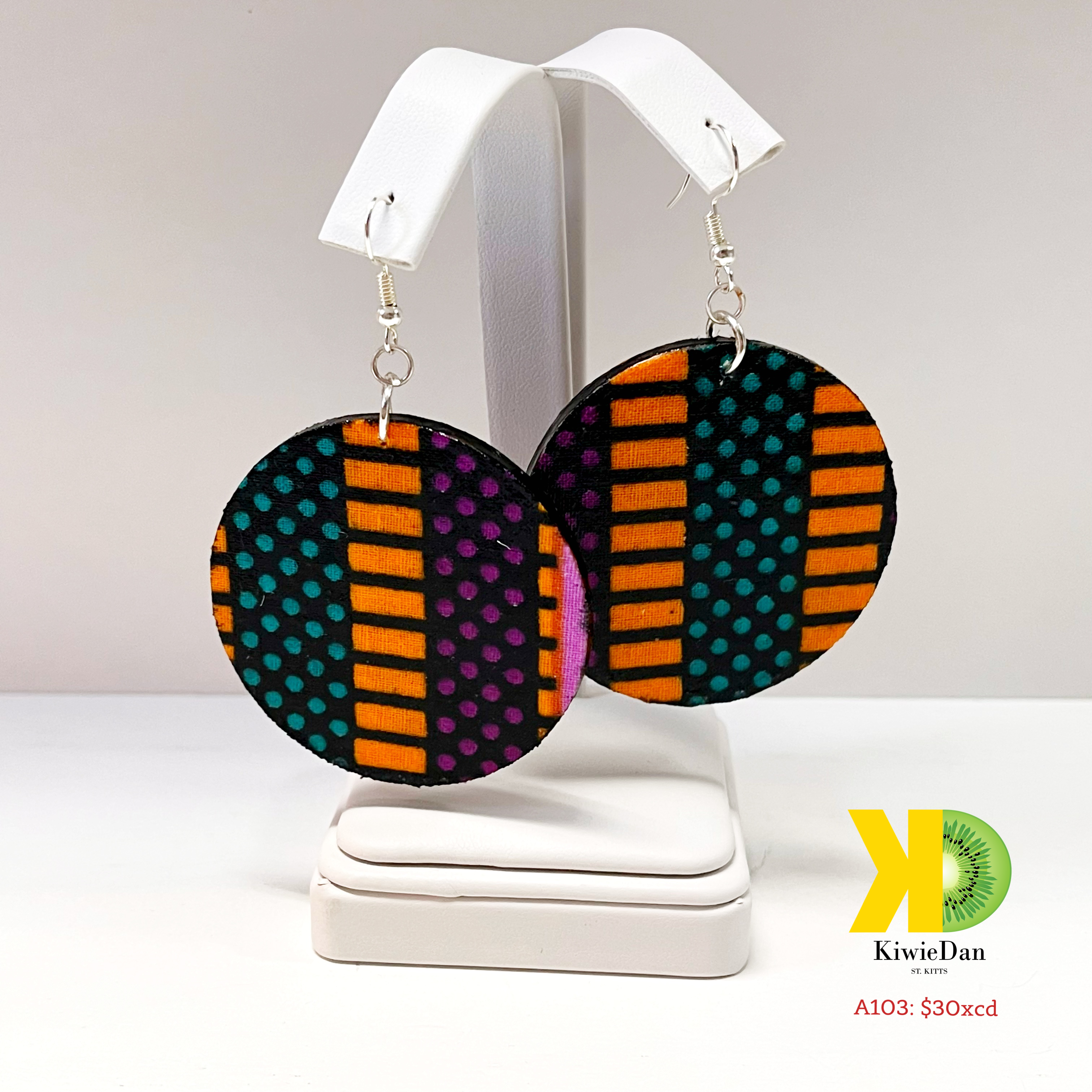 Orange Maiz Round Earrings