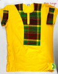 Man Shirt Dashiki Yellow Madras SS (Large)