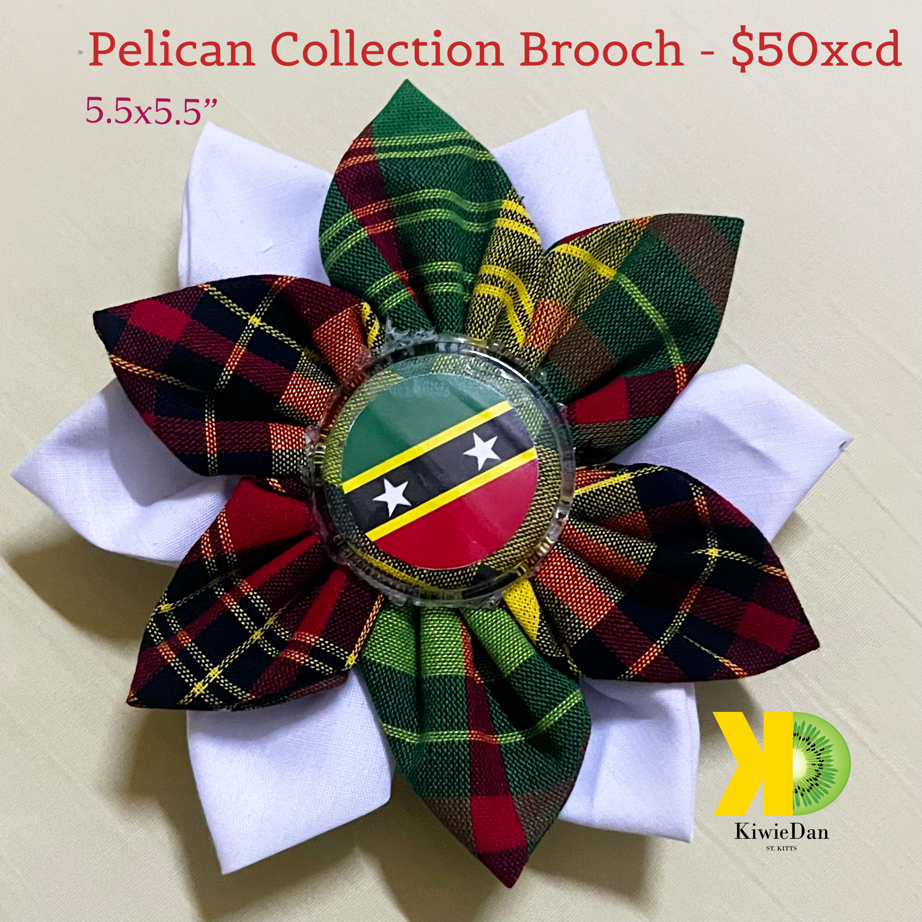 Pin Pelican Collection Madras Brooch w/ White