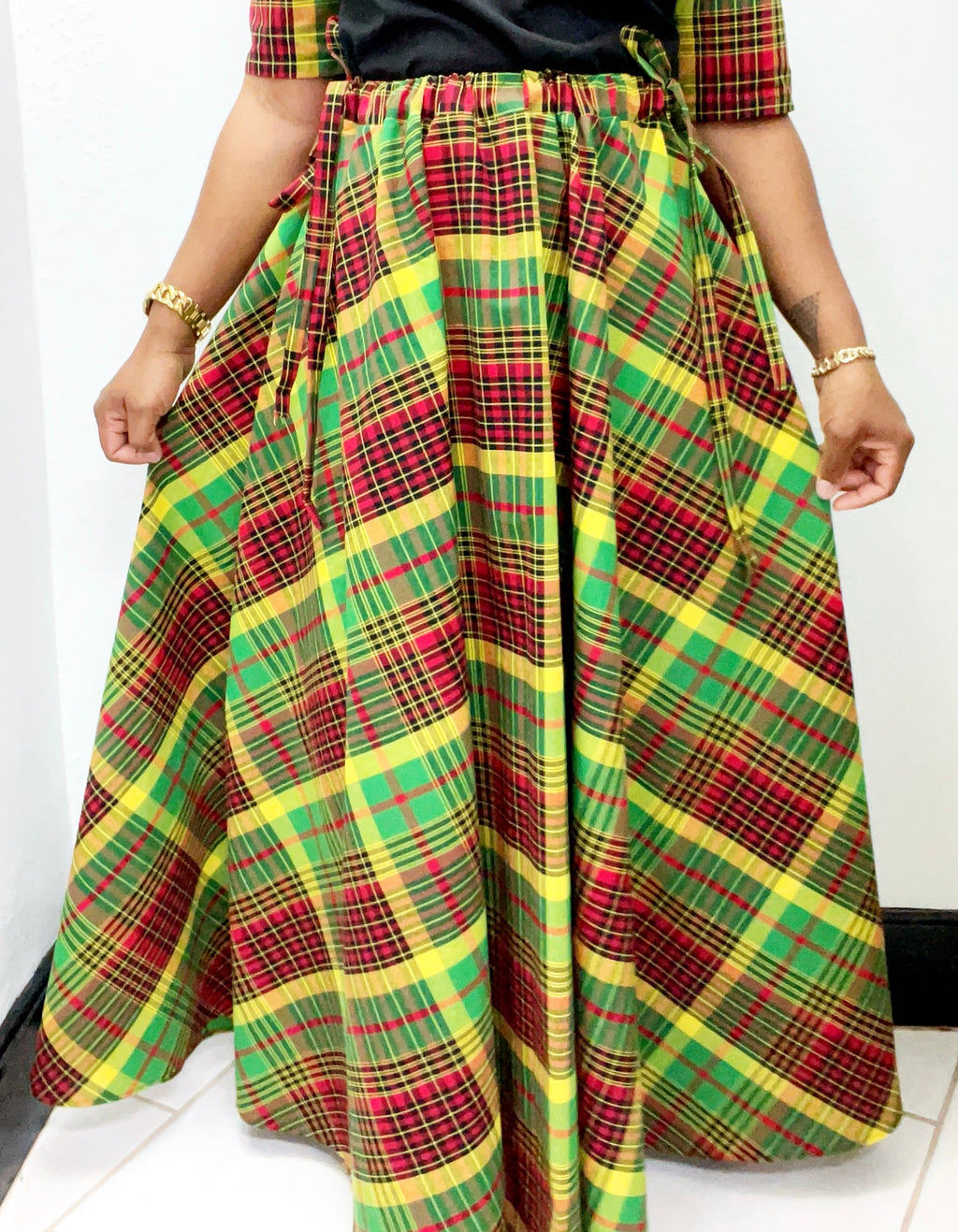 Woman Skirt Maxi Flare Madras