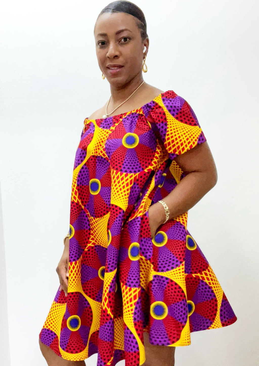 Woman Dress Rachi Off Shoulder Red Swiz