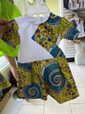 Girl White Green African Dress (3-6mos)