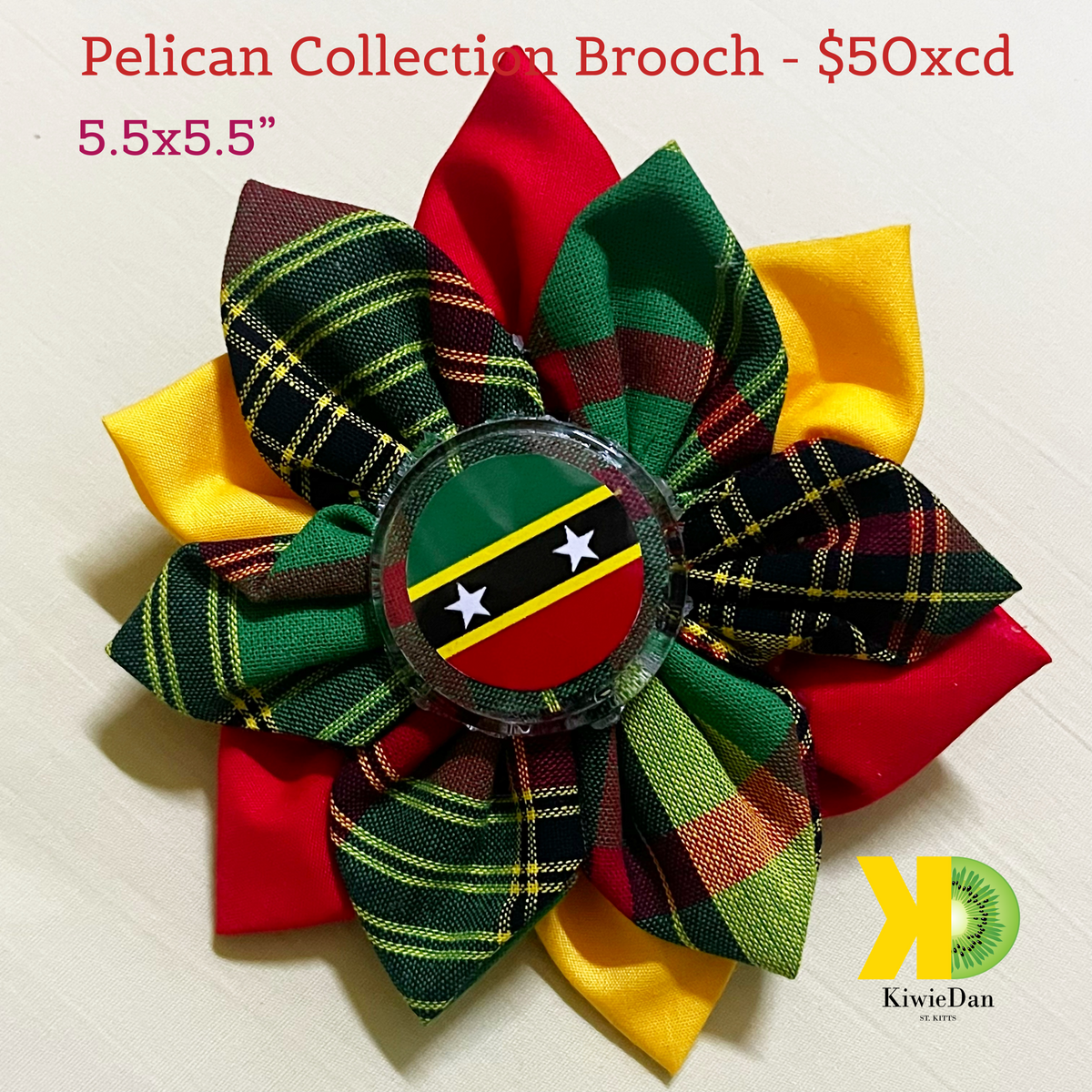 Pin Pelican Collection Madras Brooch w/ Red Yellow