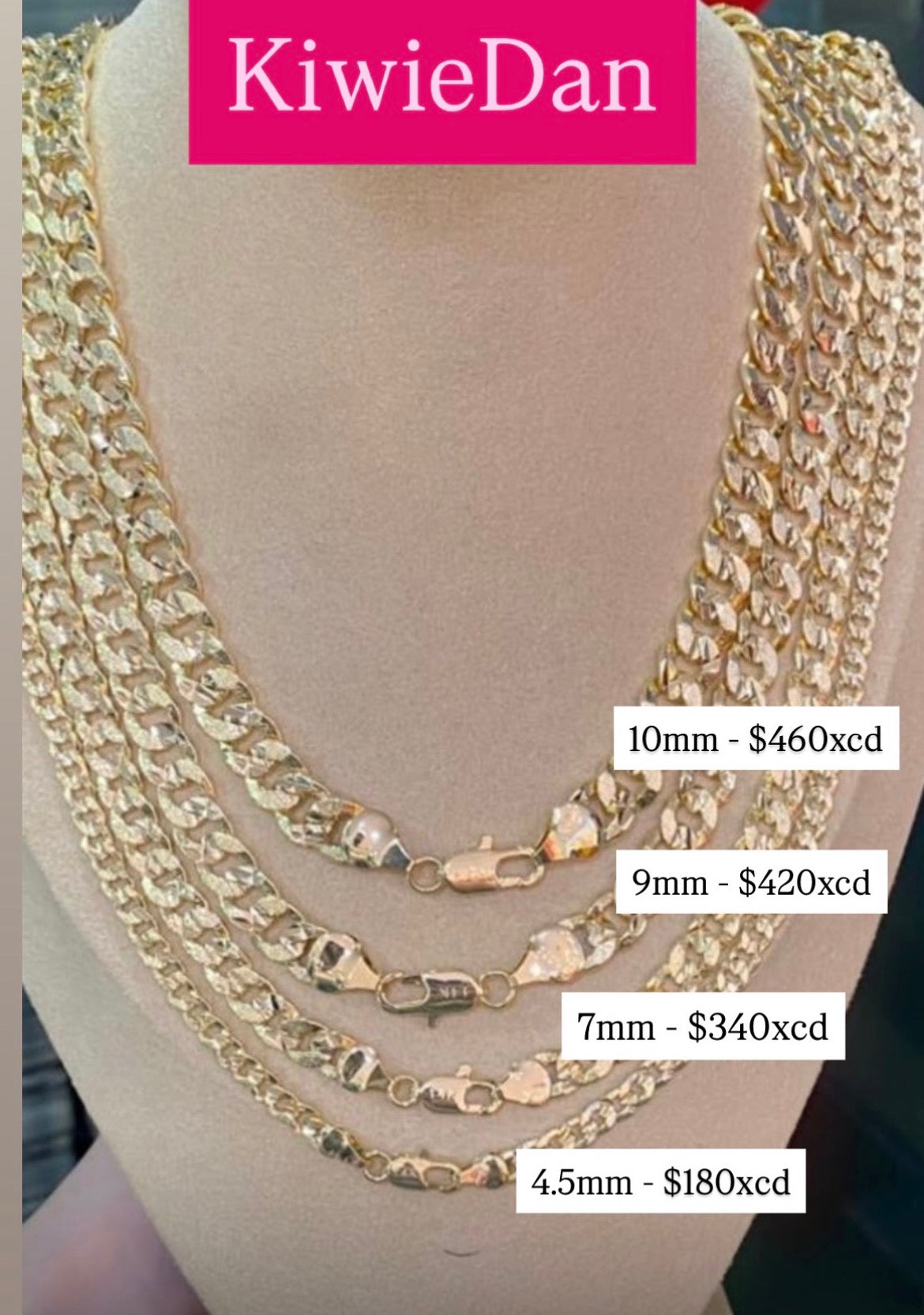 GJW Necklace Cuban Diamond Cut 22”