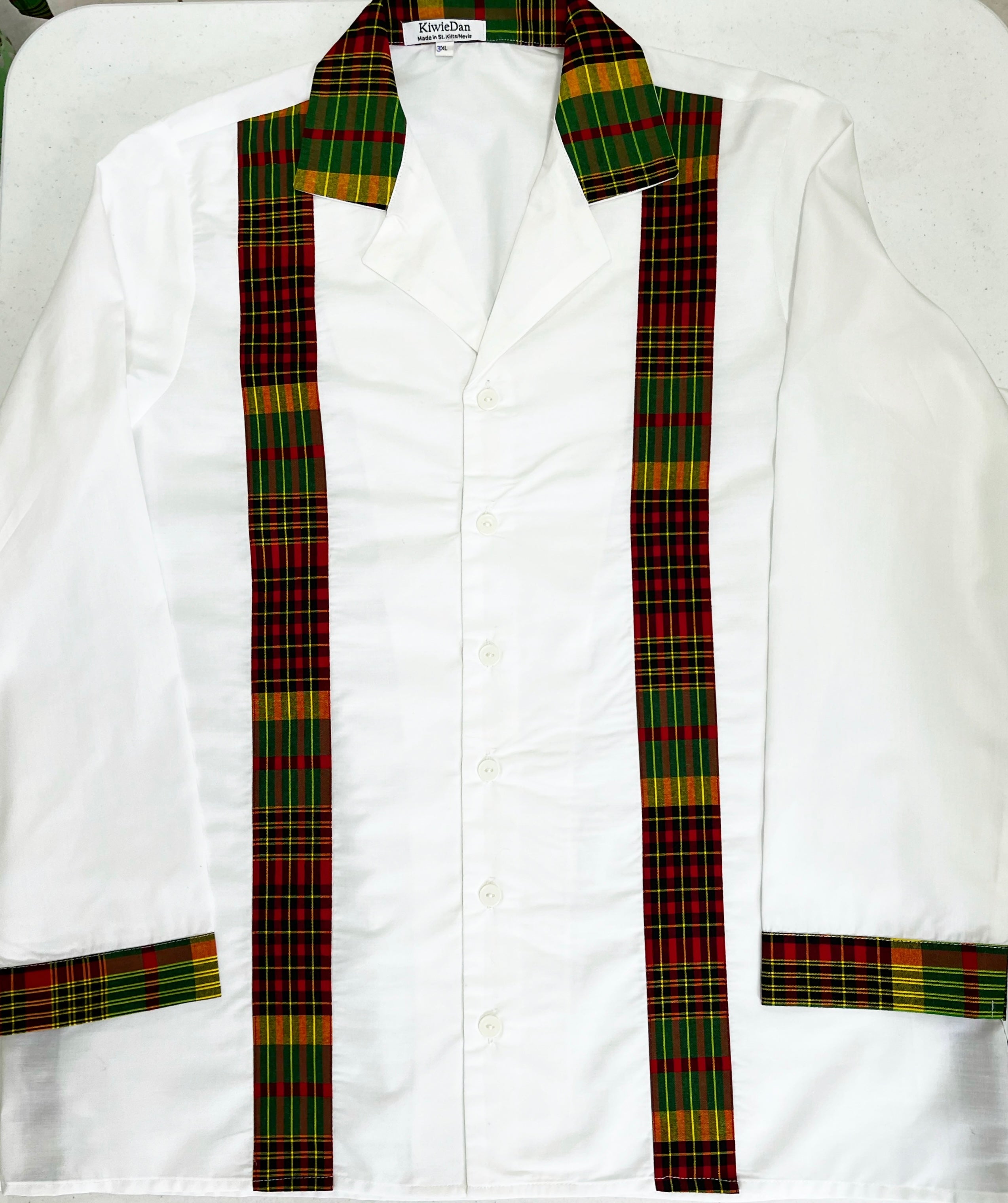 Man Shirt SKN Jack White Madras LS (Plus Size) (Copy)