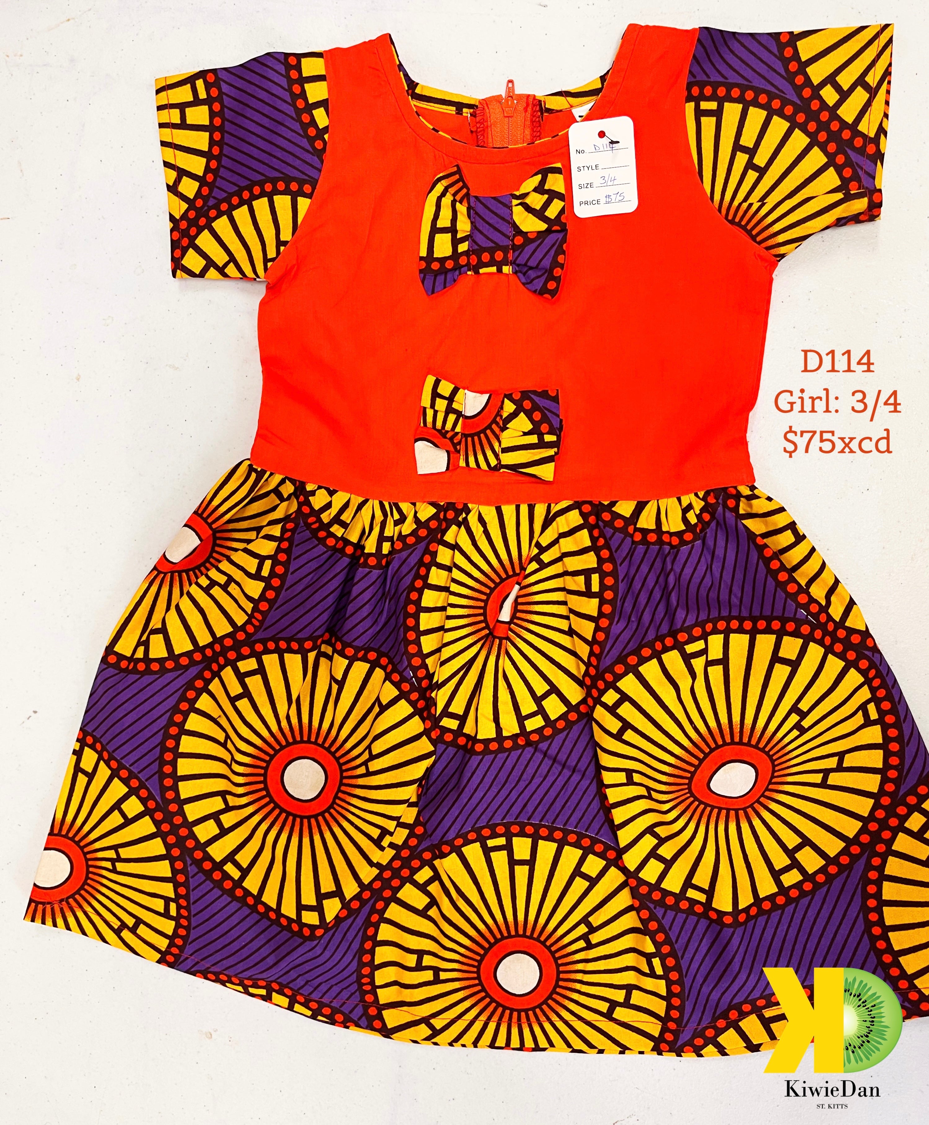 Girl Red and Orange CirclesDress (3/4)