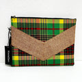 Bag Clutch Madras Khaki Burlap Chevron