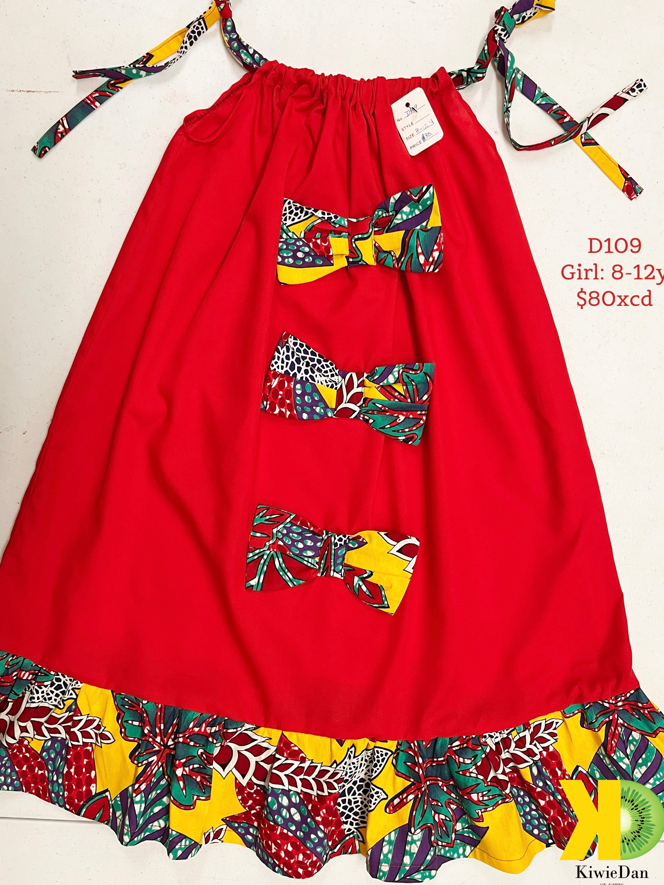 Girl Red and Yellow Floral Dress (8-12y)