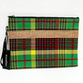 Bag Clutch Madras Khaki Burlap Top