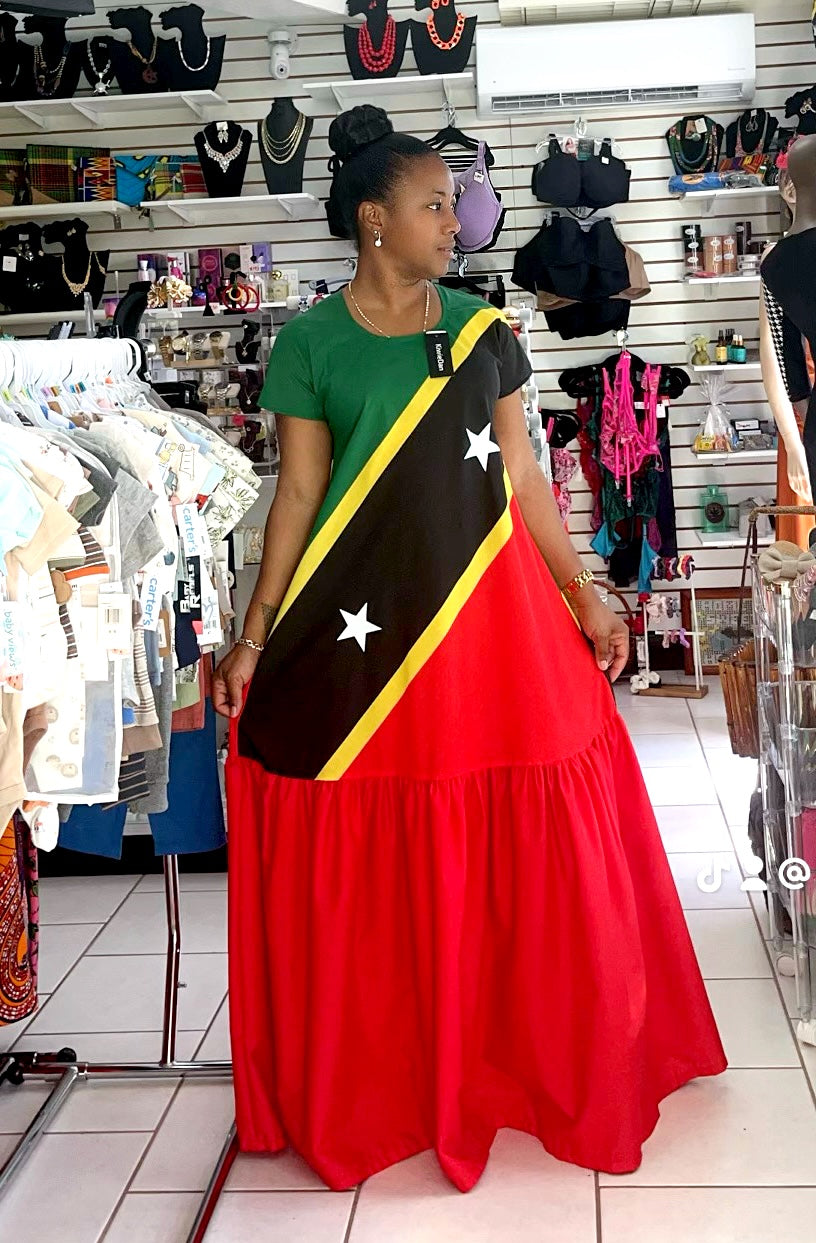 Woman Dress Maxi SKN Flag with Red base (S-L)