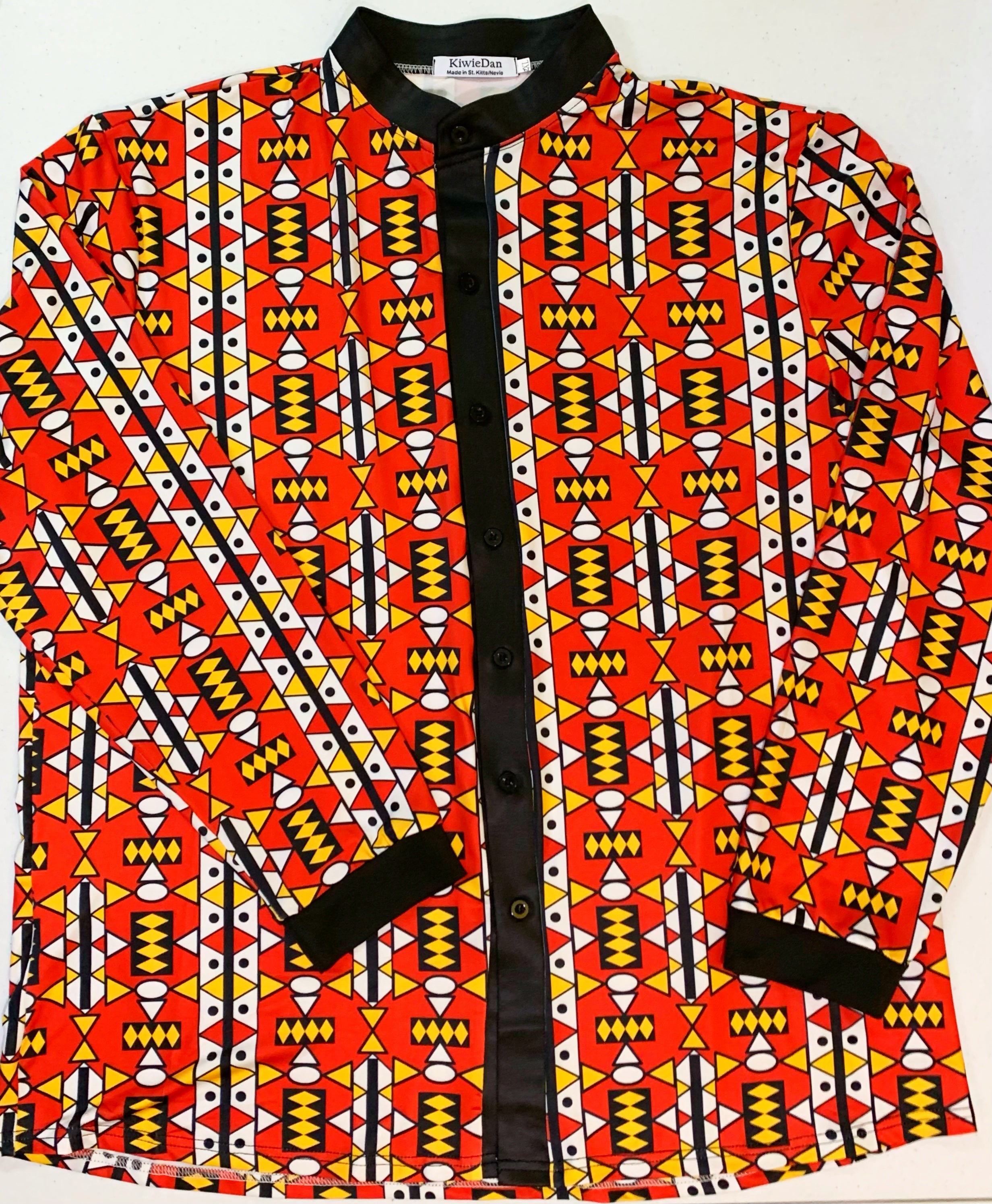 Red Kente African Stretch Male shirt (2XL)
