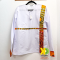 Man White Yellow Circles Dashiki LS Shirt (L)