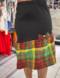 Woman Skirt Stretch Midi Black w/ Madras Flare Bow (M)