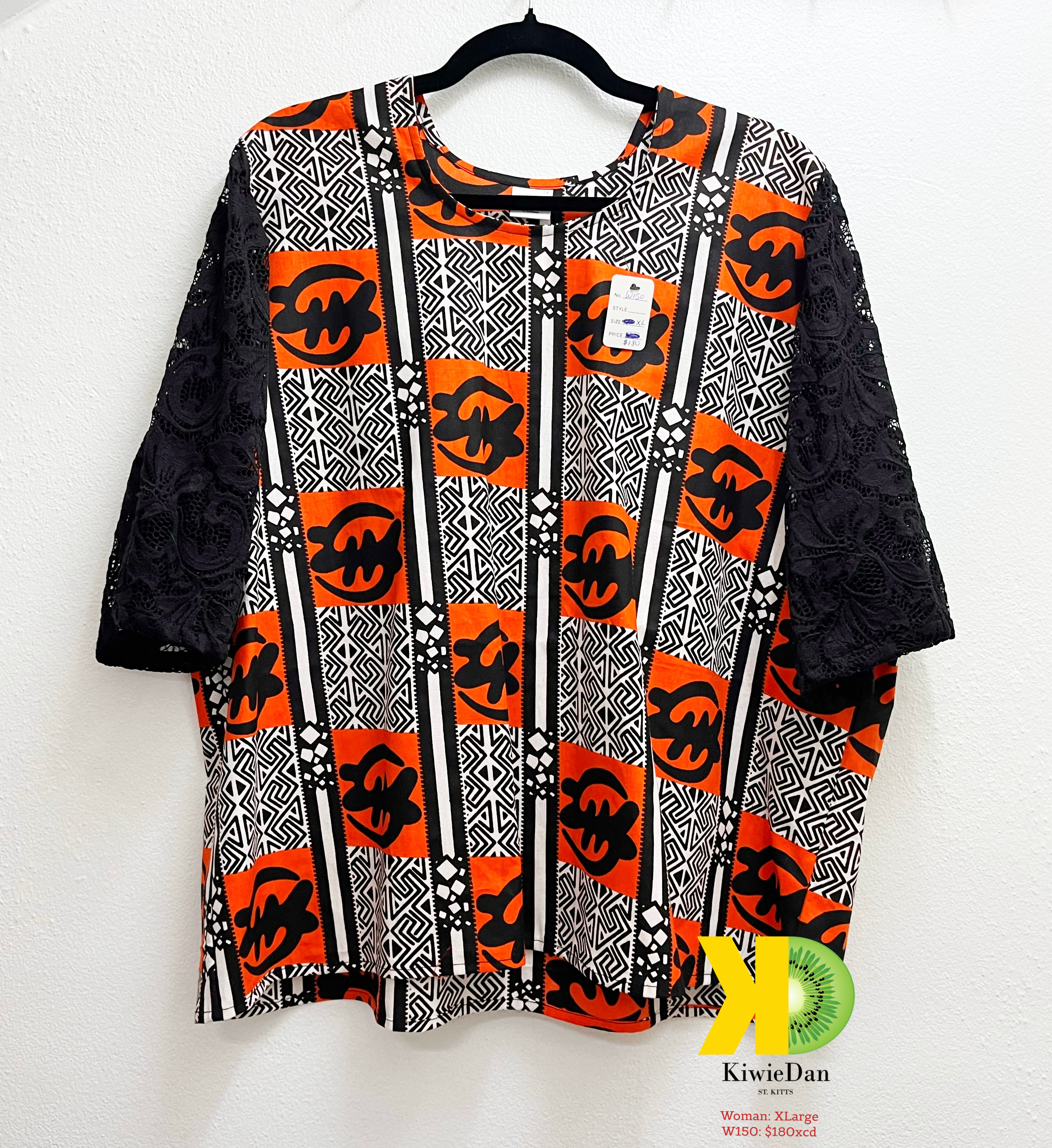 Orange Swai Kente Blouse (XLarge)