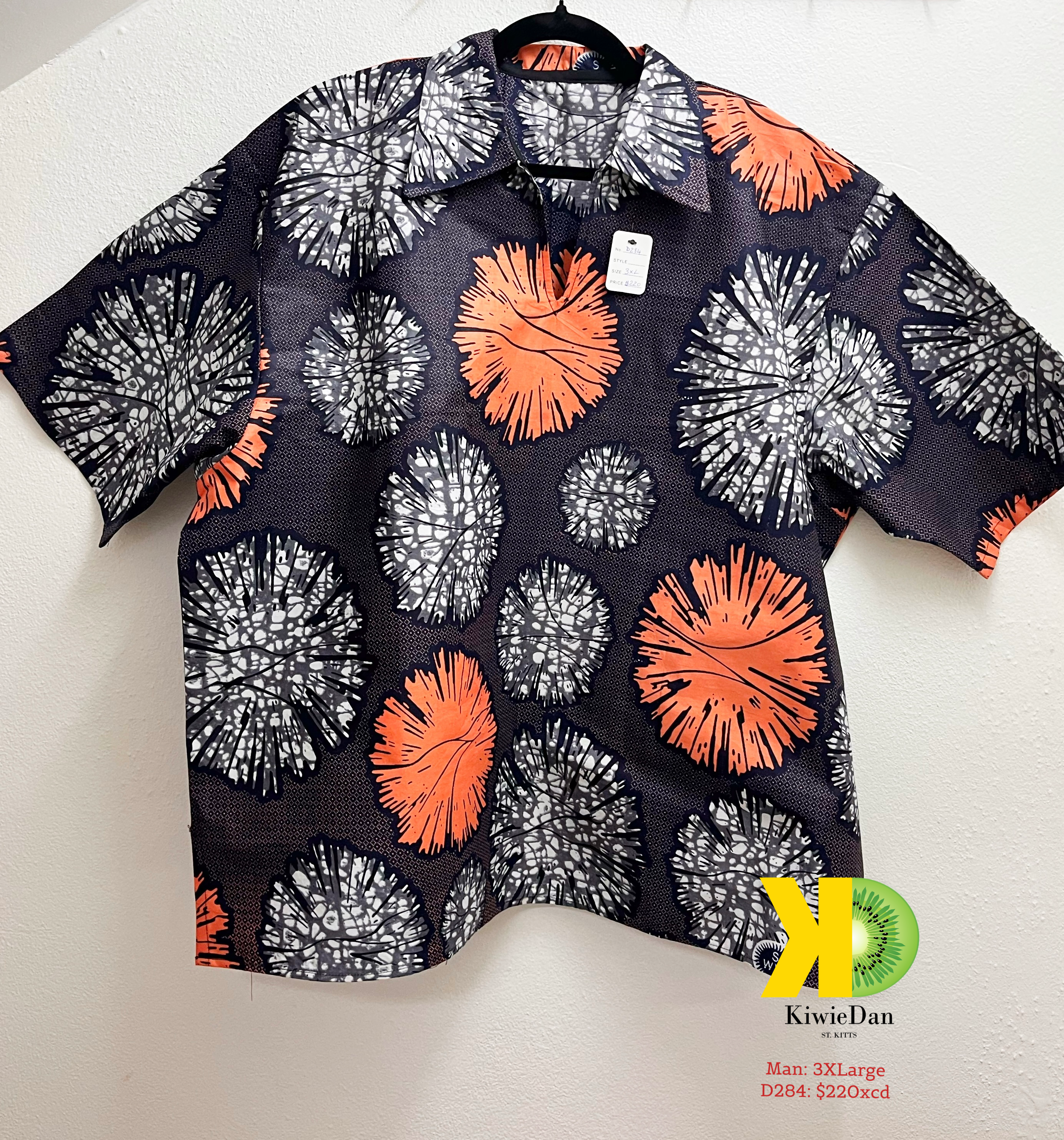 Man Grey Splat Dashiki SS Shirt (3XL)