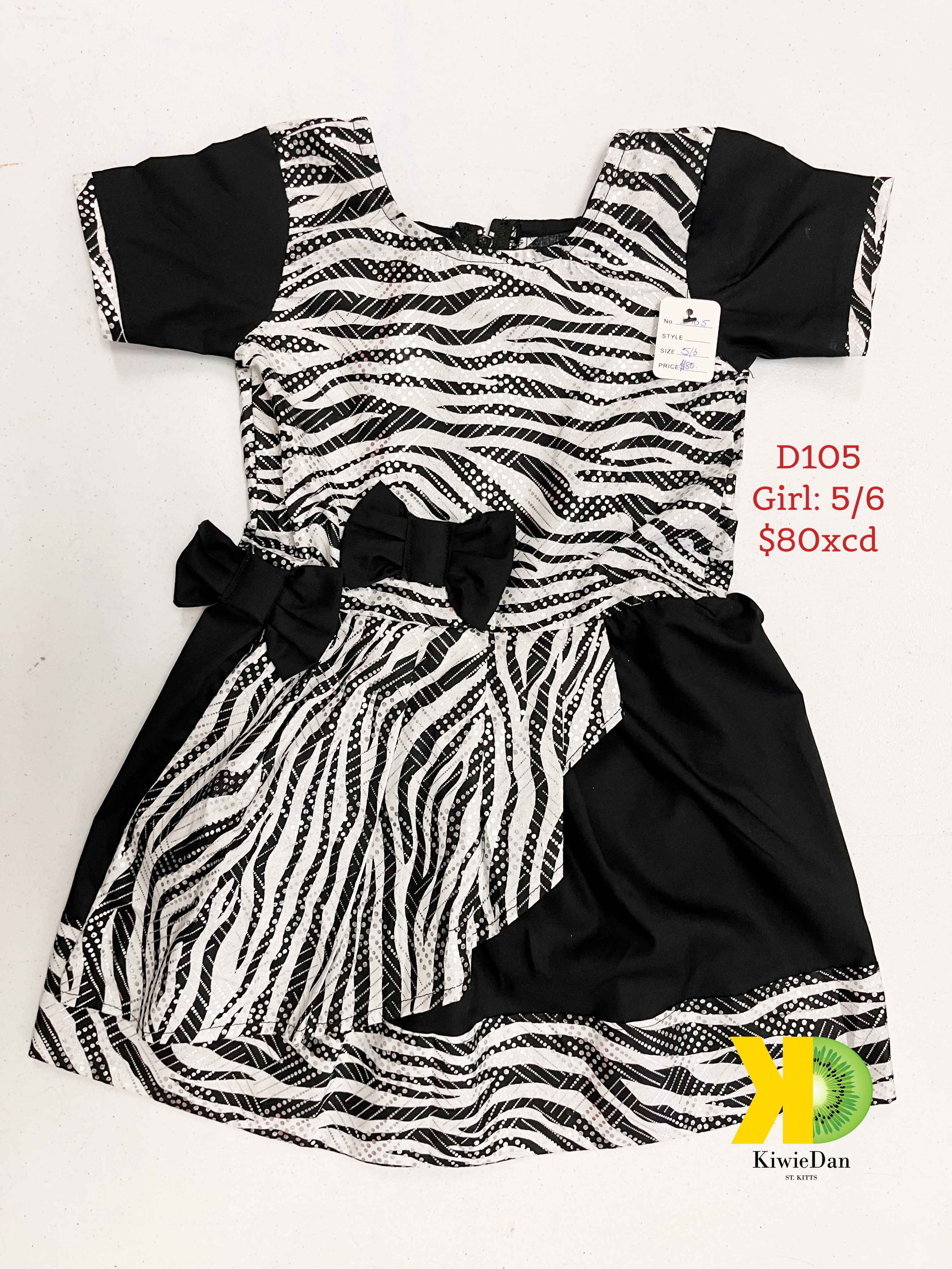 Girl Black andZebra Dress (5/6)