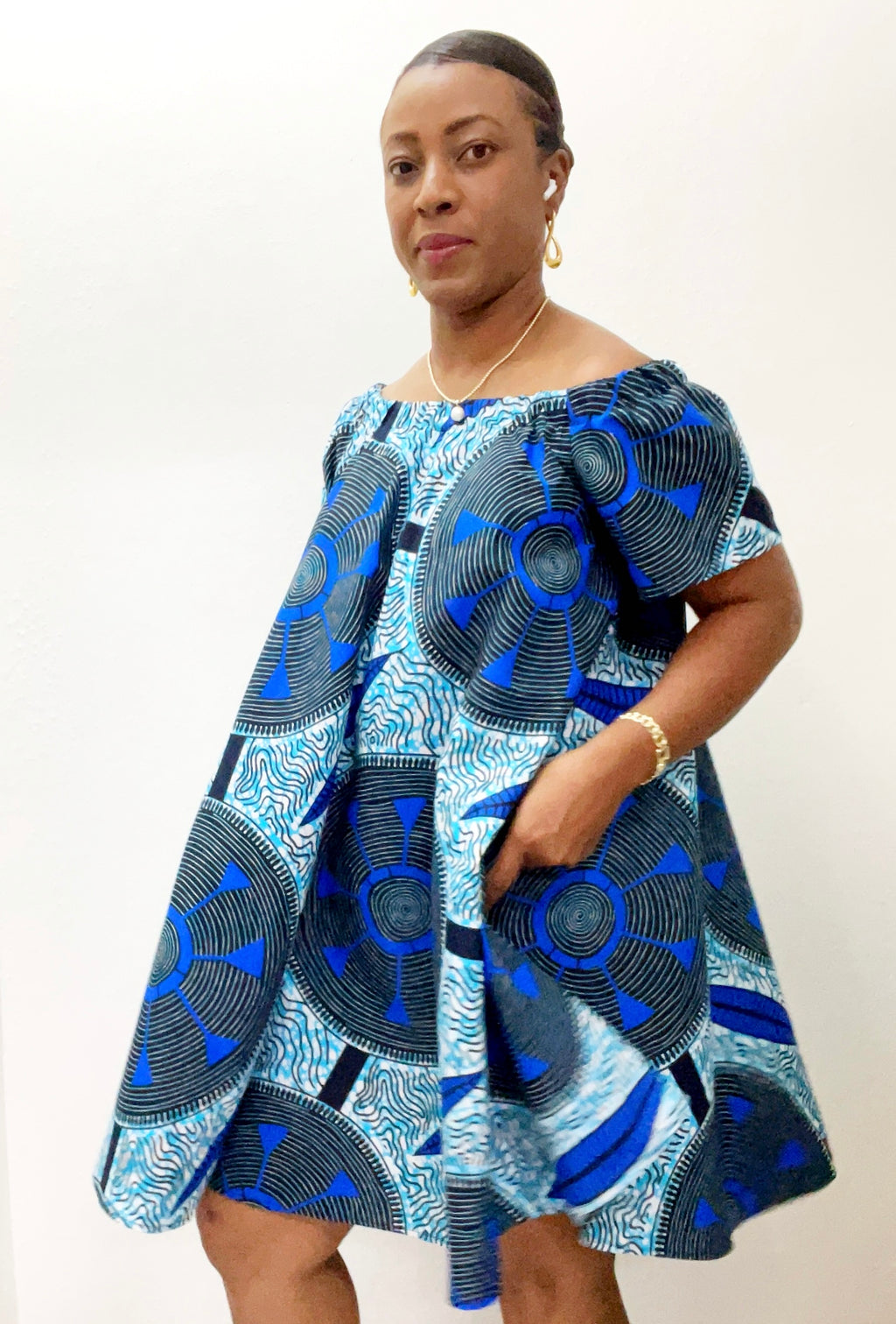 Woman Dress Rachi Off Shoulder Blue Spacey