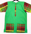 Man Shirt Dashiki Green Madras SS (Small)