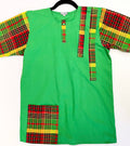 Man Shirt Dashiki Green Madras SS (Small)