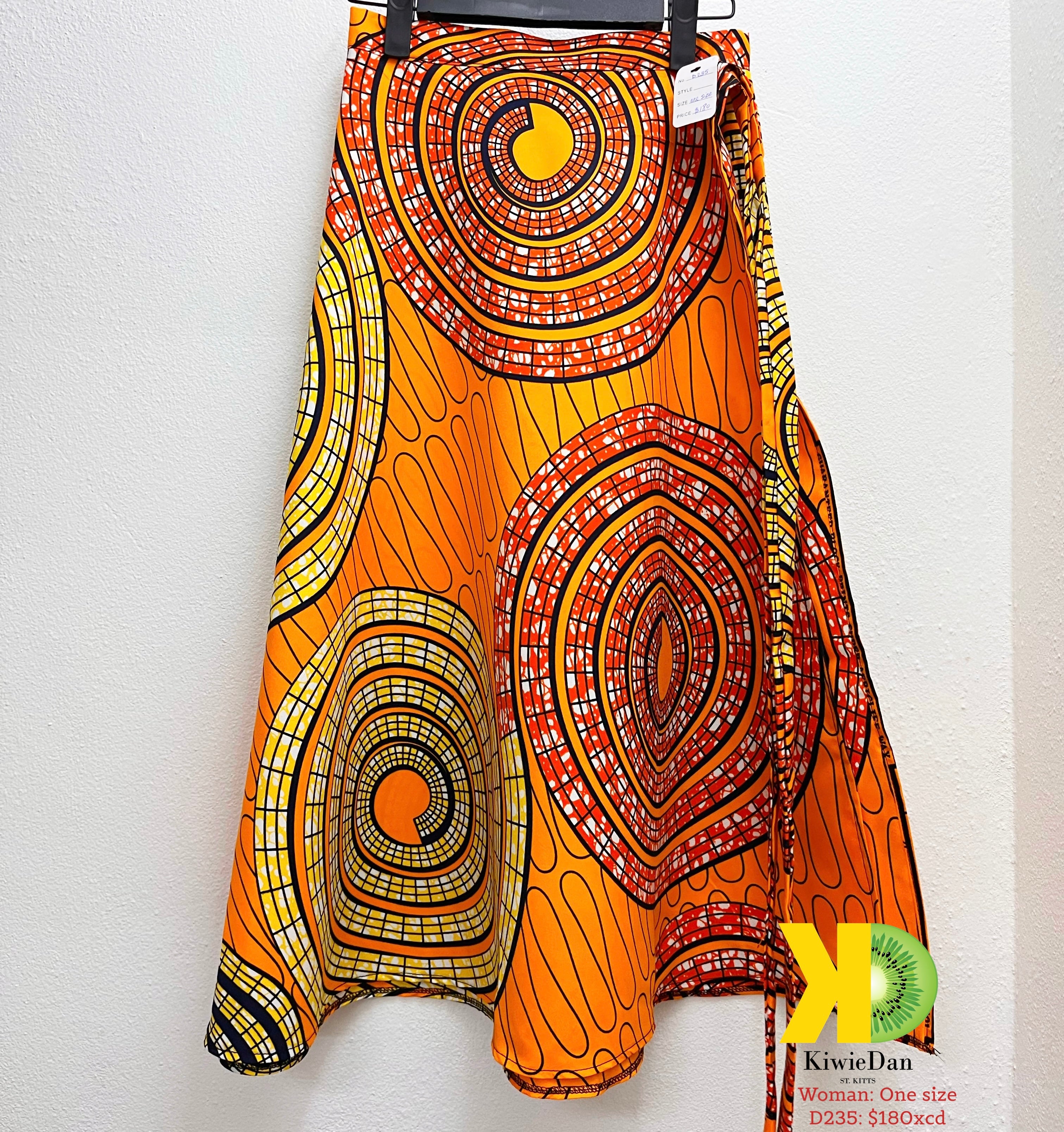 Woman Skirt Orange Circle Wrap (One size)