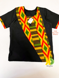Boy Black Mustard Kente Dashiki Shirt  (9/10)