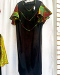 Woman Dress Stretch Maxi Black w/ Madras (5XL)