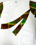 Man Shirt Dashiki White Madras SS (2XL)
