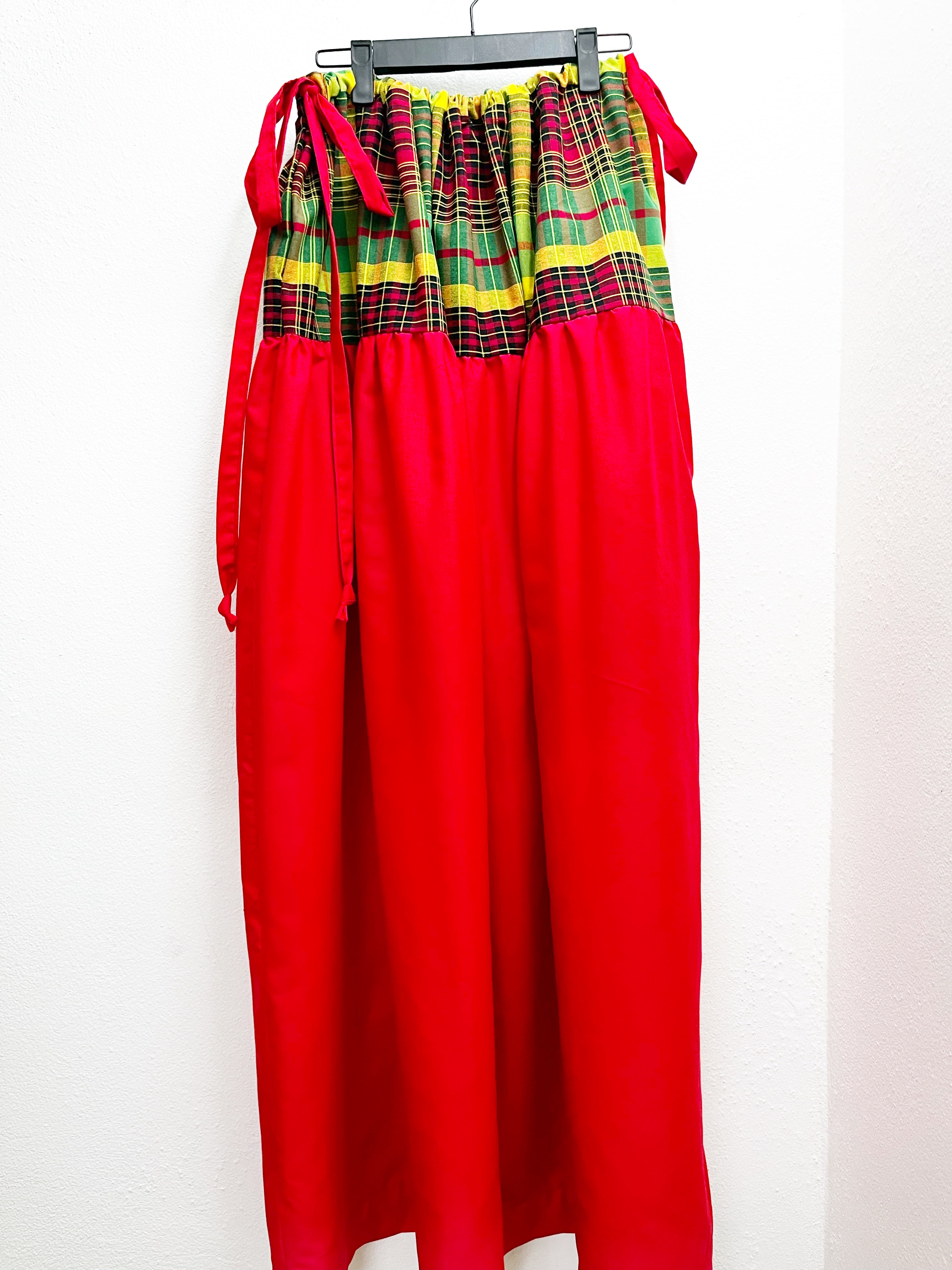 Woman Skirt Maxi Liamon Red w/ Madras