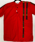 Man Shirt Dashiki Red Madras SS (Medium)