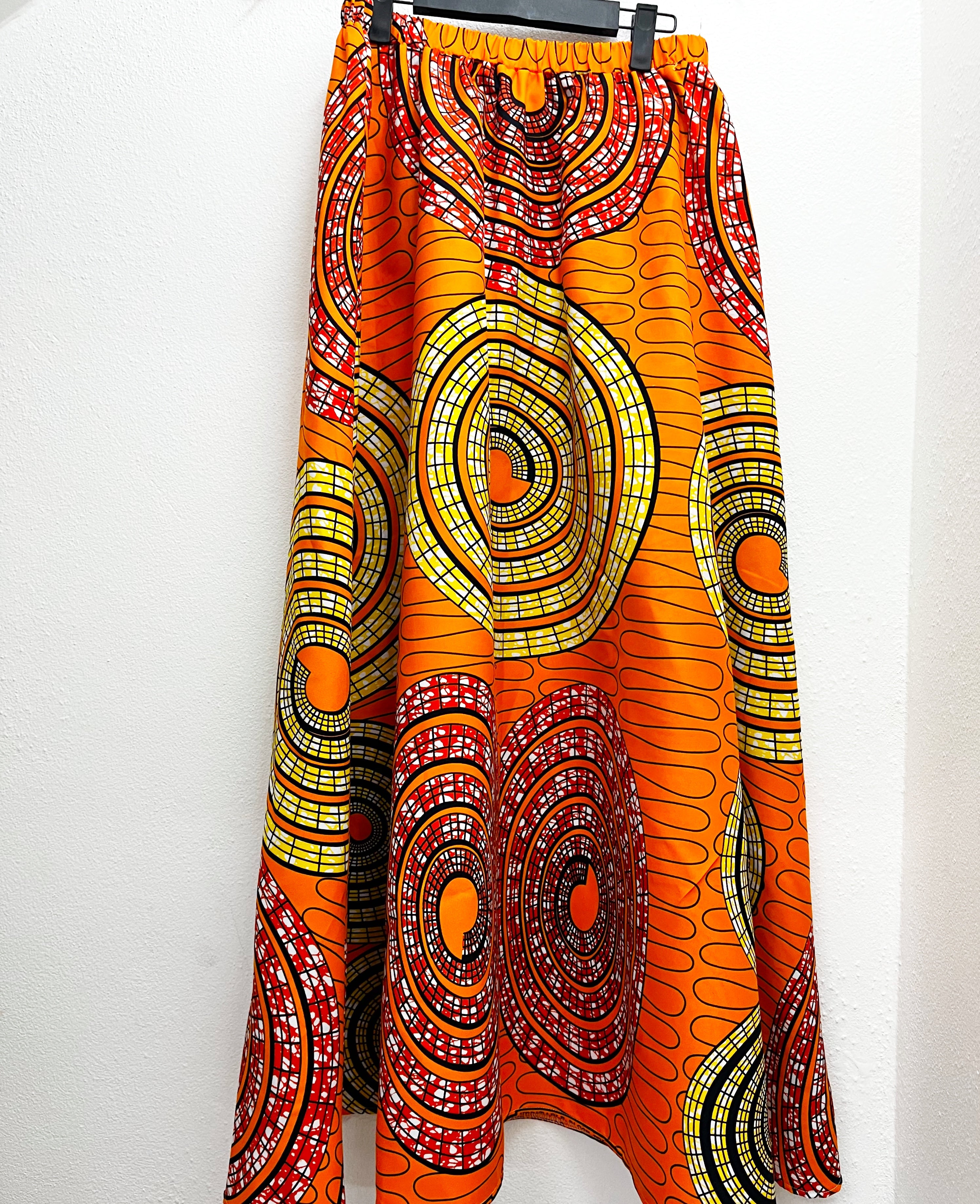 Woman Skirt Flare Orange Circles (L)