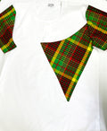 Man Shirt Dashiki White Madras SS (2XL)