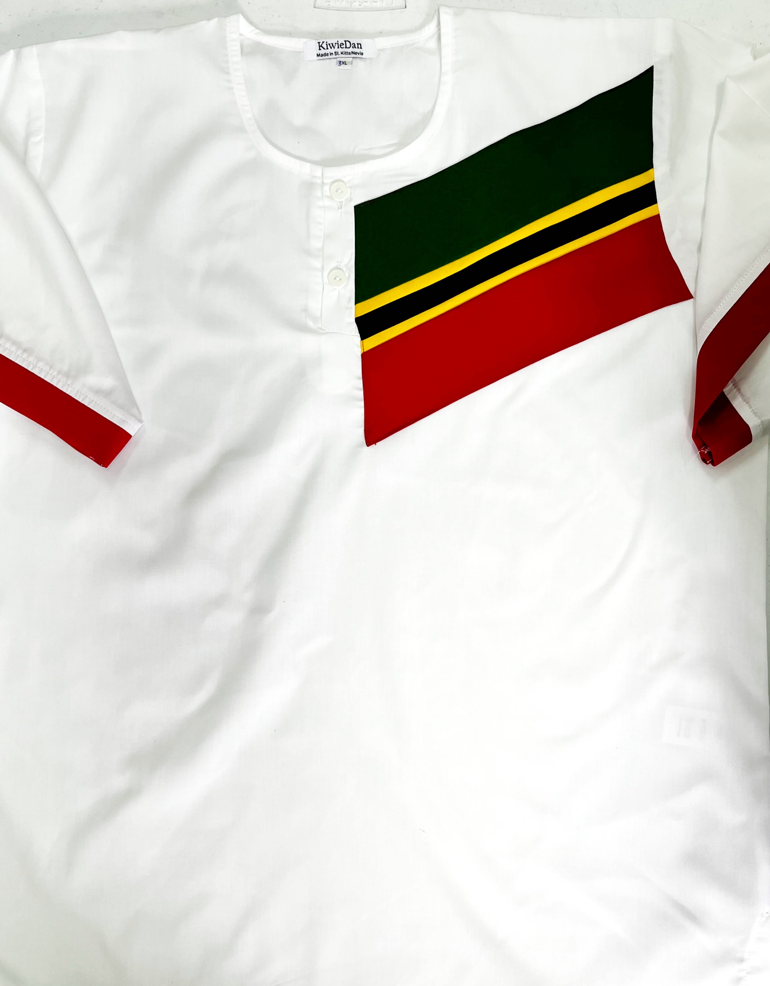 Man Shirt Dashiki White SKN Flag SS (3XL)