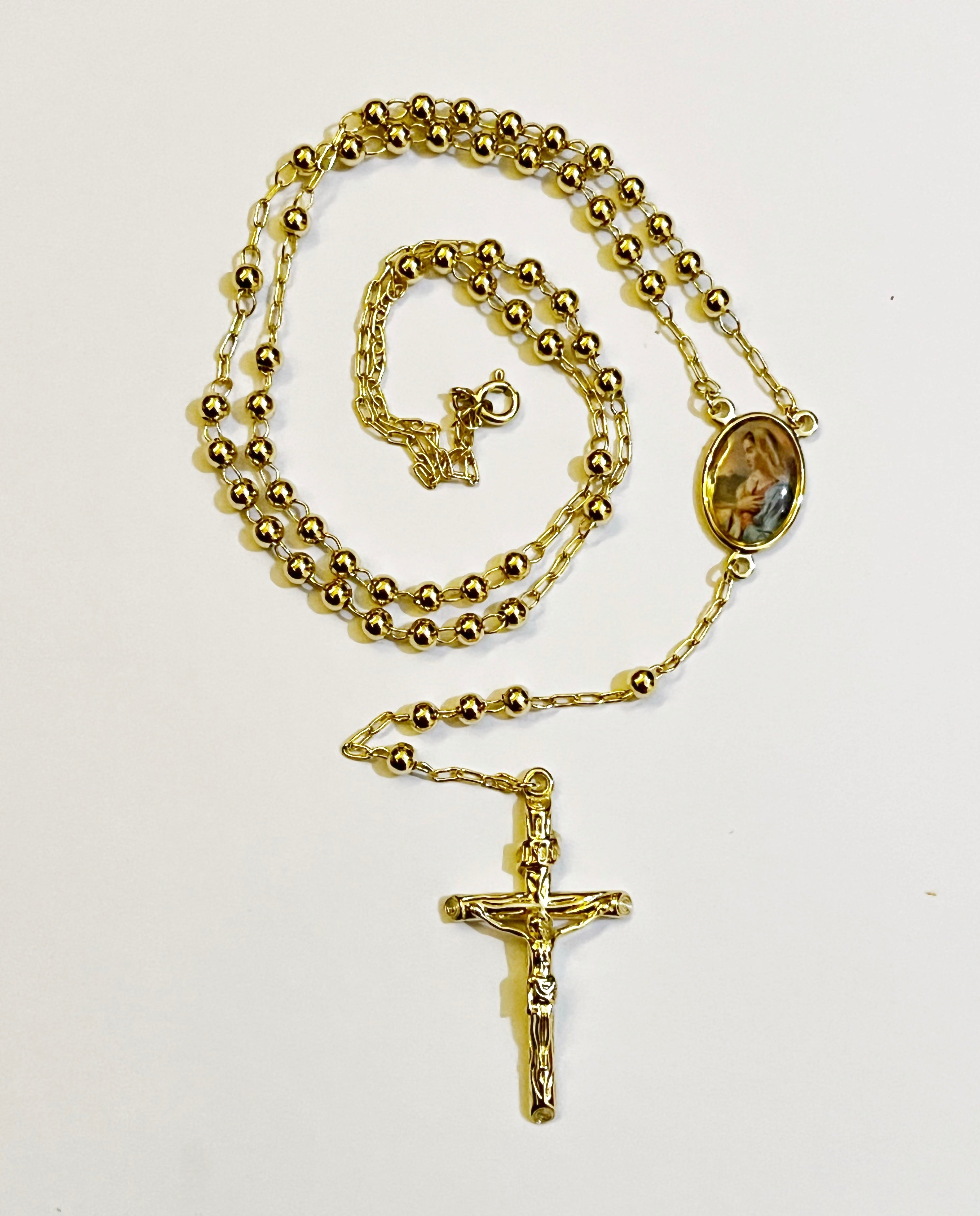 GJW Necklace Rosary 24” plus Cross