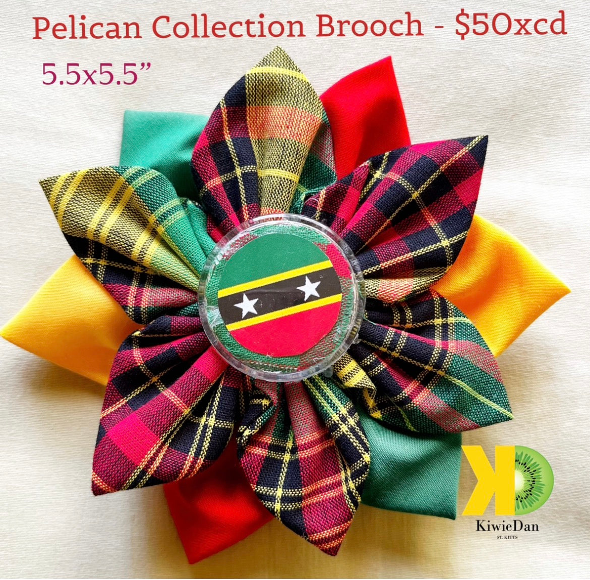 Pin Pelican Collection Madras Brooch w/ Green Yellow Red