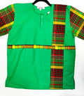Man Shirt Dashiki Green Madras SS (Large)