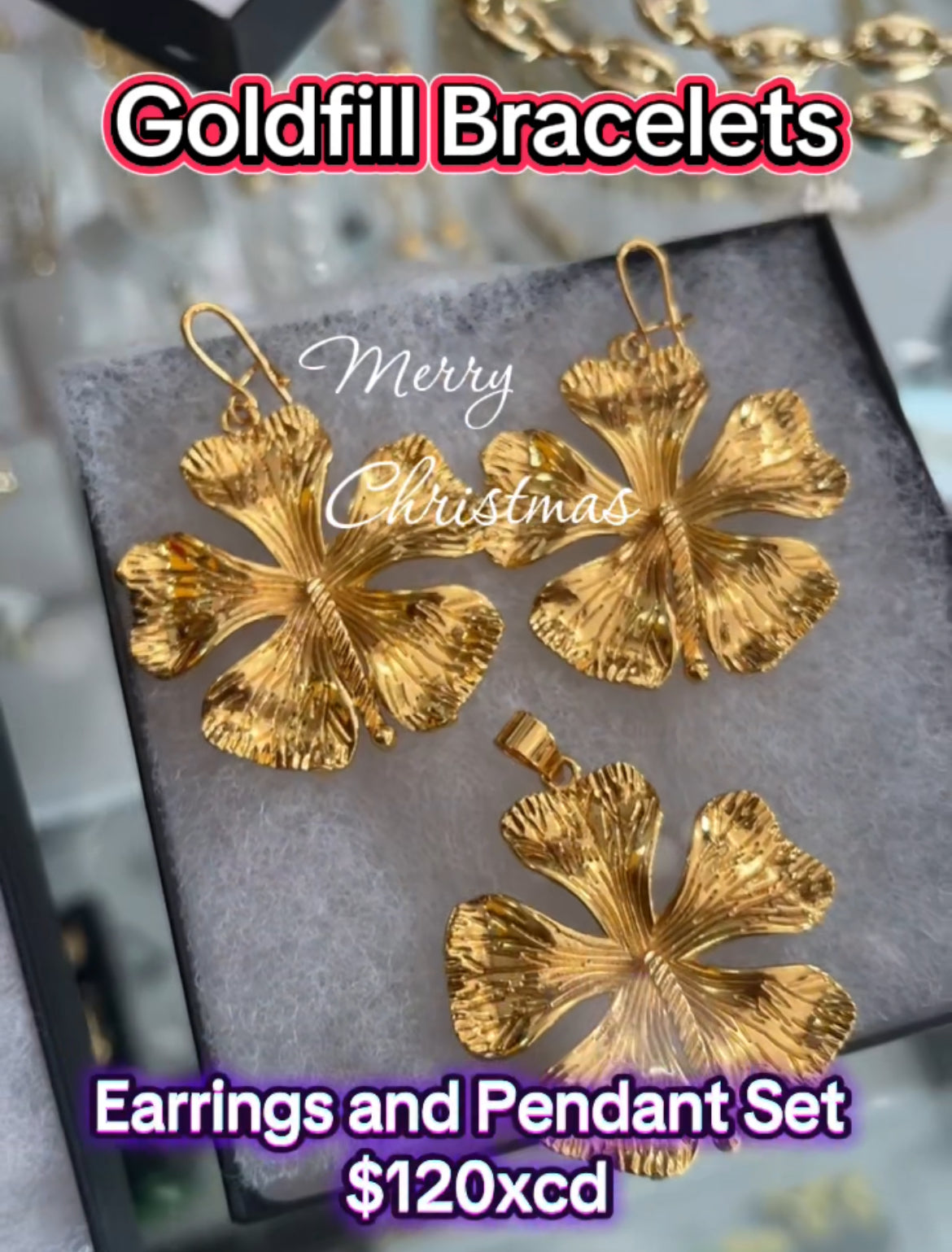 GJW 2pcs Set Earrings and Pendant Hibiscus