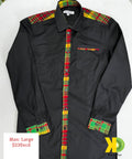 Man Shirt Black w/ Madras LS (Large)