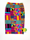 Pink Kente African Print Pencil Skirt (XSmall)